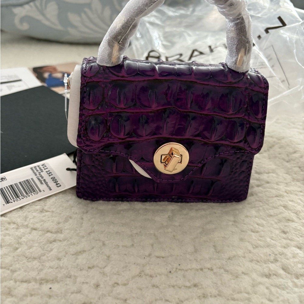 Brahmin Purple Croc-Embossed Crossbody Bag